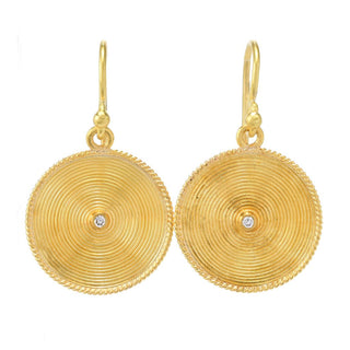 Cevherun 24K Gold Satin "Africa Sun" Diamond Accented Drop Earrings