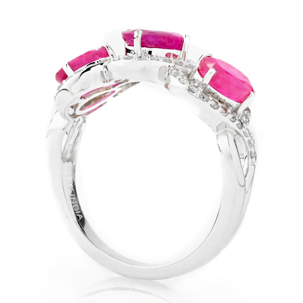 Gem Treasures 14K White Gold 2.10ctw Burmese Ruby & Diamond Halo Ring