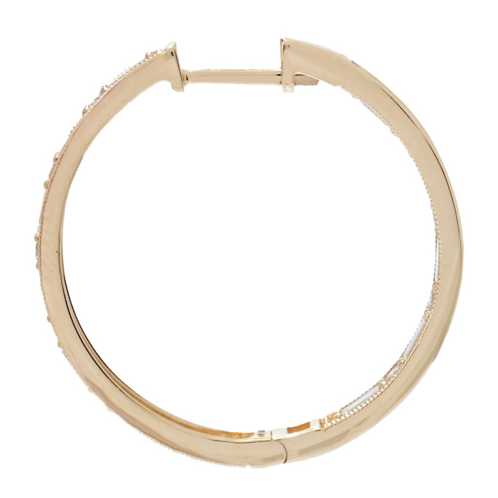 Morris & David Choice of 14K Gold 1.26ctw Baguette & Round Diamond Hoop Earrings