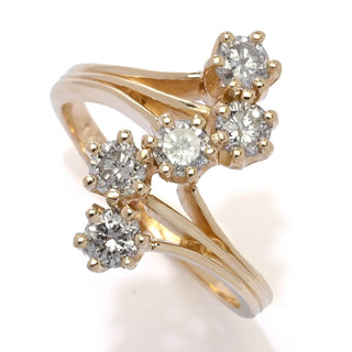 14K Gold Polished 1.00ctw Round Diamond 5-Stone Ring, 4.0 grams