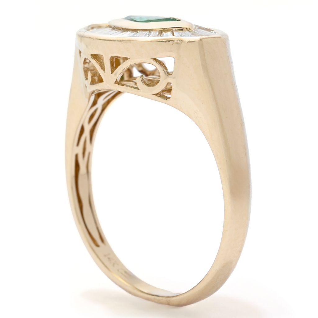 Beverly Hills Elegance 14K Gold 0.62ctw Emerald & Diamond Evil Eye Ring