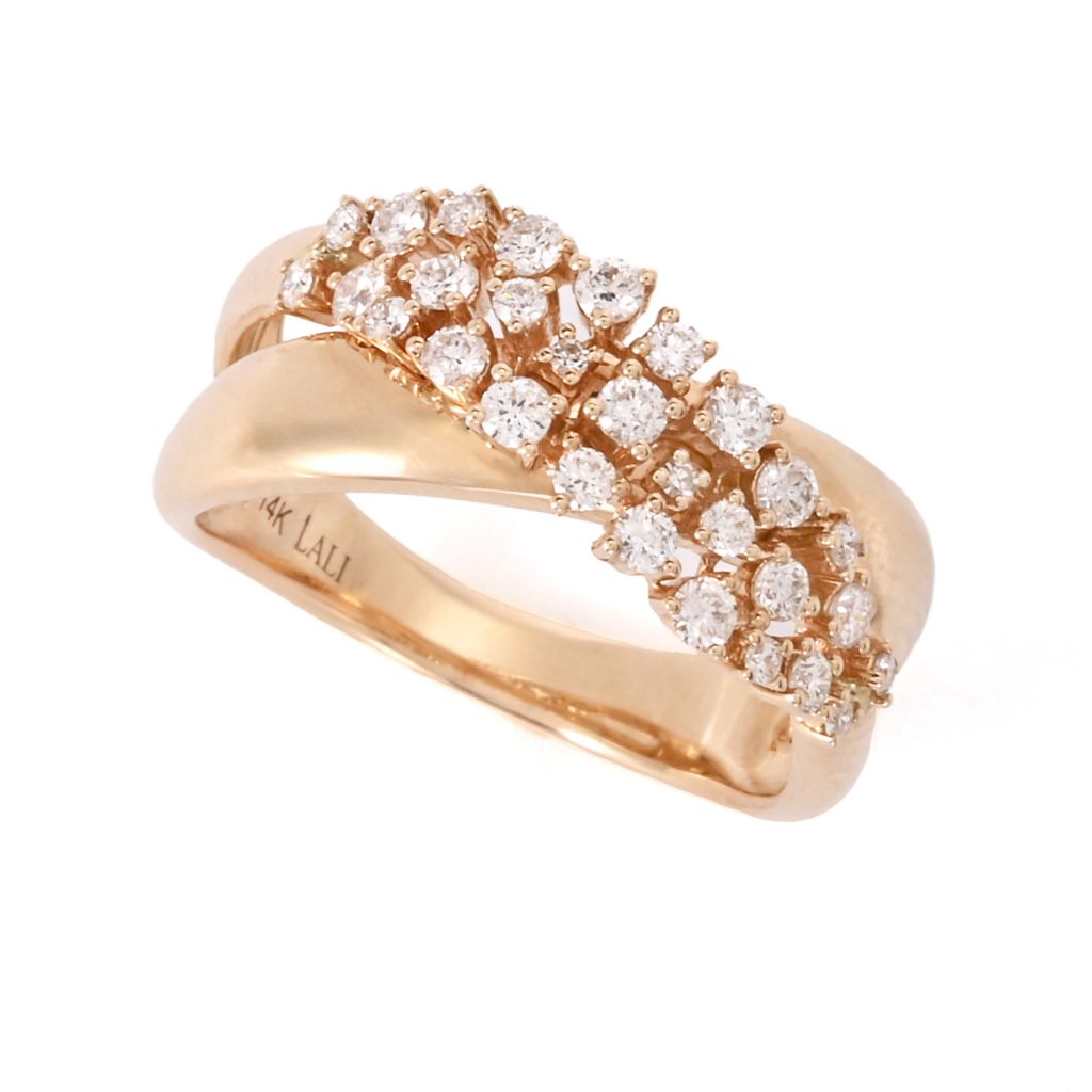 LALI Jewels 14K Gold Polished 0.50ctw Diamond Cross-Over Ring, 5.5 grams