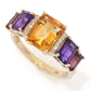LALI Jewels 14K Gold 4.40ctw Citrine, Amethyst, Rhodolite & Diamond Ring
