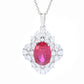 Brilliante Platinum Plated 12.00 DEW Simulated Ruby & Diamond Pendant