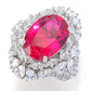 Brilliante Platinum Plated 12.92 DEW Simulated Ruby & Diamond Ring