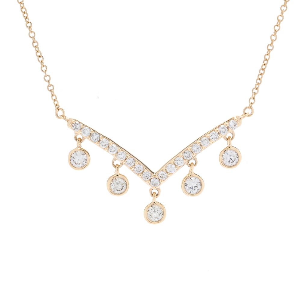 Morris & David 14K Gold 0.50ctw Diamond Chevron Charm 16"+2" Necklace