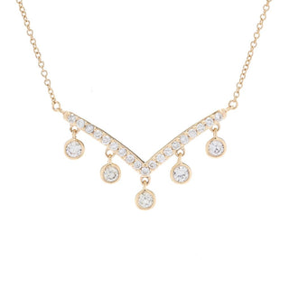 Morris & David 14K Gold 0.50ctw Diamond Chevron Charm 16"+2" Necklace