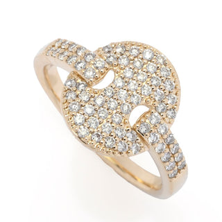 Morris & David 14K Gold Polished 0.50ctw Pave Diamond Mariner Link Ring