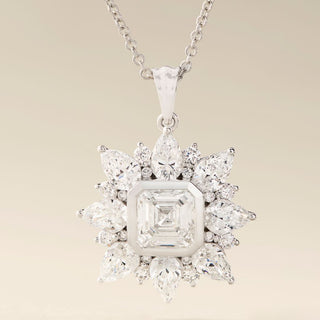 Peace Jewelers 14K Gold 3.00ctw Asscher, Pear & Round Lab Grown Diamond Pendant