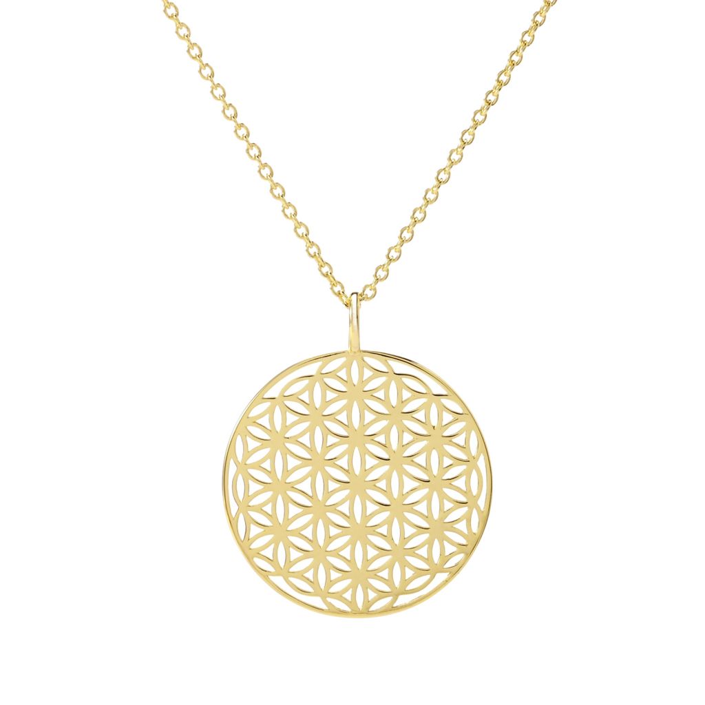 Passport to Egypt 18K Gold Plated Polished Flower of Life Pendant w/ Chain