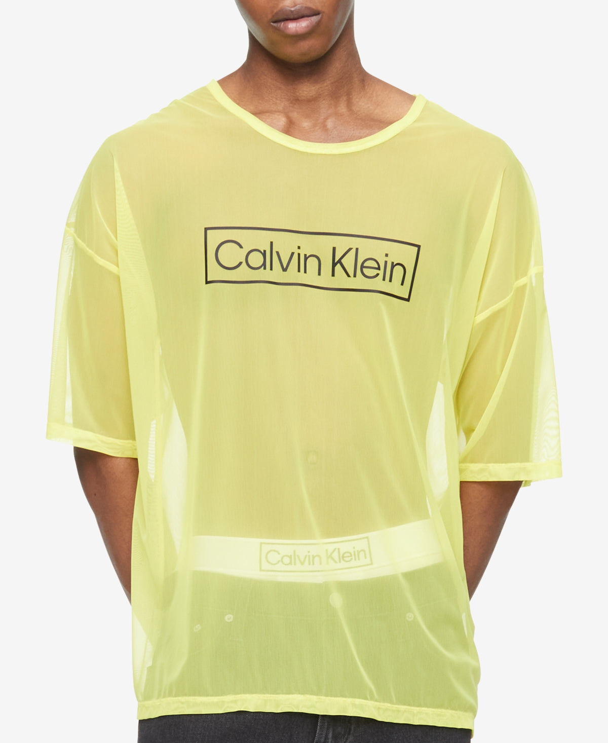 Calvin Klein Men's Reimagined Heritage Pride Sheer Logo Graphic T-Shirt