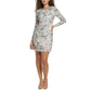 Eliza J Women's Gray Floral Sequin Cocktail Dress
