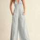 Miou Muse - Washed Cotton Halter Jumpsuit