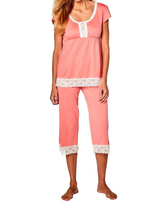 Twelve Eighty Eight - Sophie Trends Short Sleeve Top Cropped Pant PJ Set
