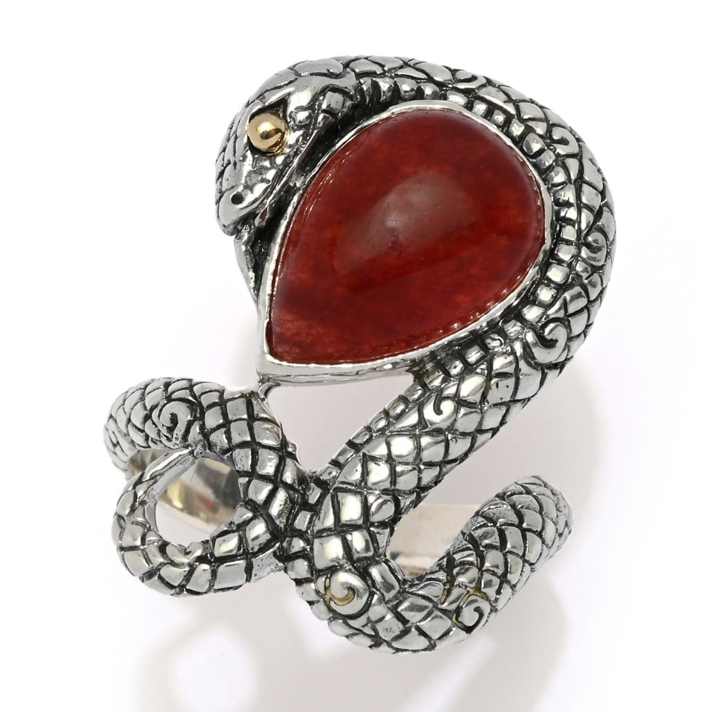 Artisan Silver by Samuel B. Choice of 14x10mm Gemstone Year of the Snake Ring