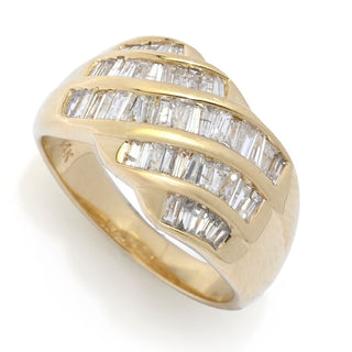 14K Gold Polished 1.00ctw Baguette Diamond Ring, 5.2 grams
