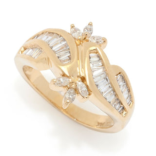 14K Gold 0.85ctw Marquise & Baguette Diamond Ring, 5.0 grams