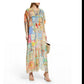 Johnny Was - Bella Cape Sleeve Lace Up Maxi Kaftan Dress