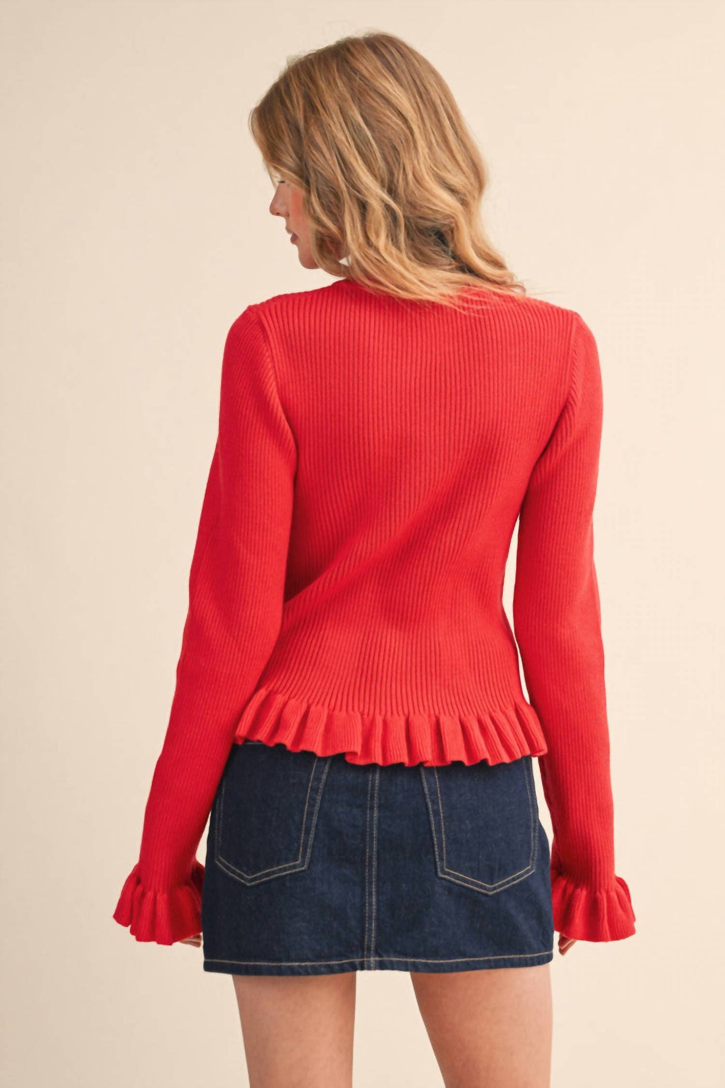 &Merci - Catch My Charm Ruffle Hem Sweater Cardigan
