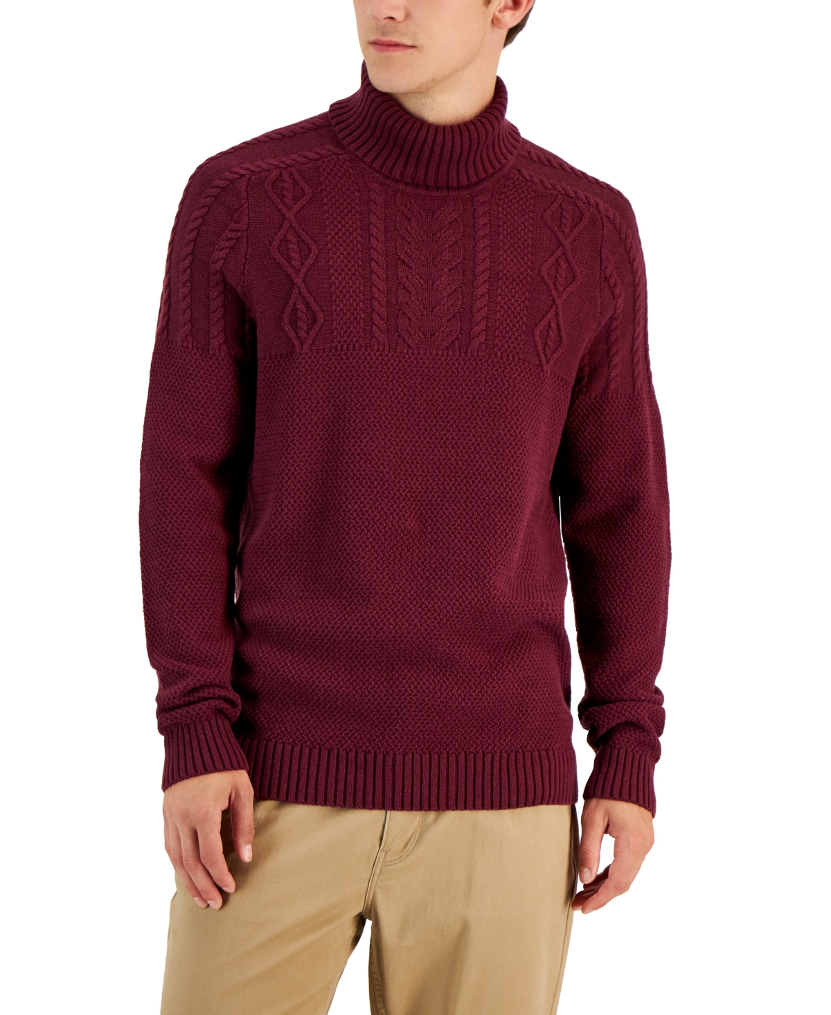 Men's Cable Knit Chunky Turtleneck Sweater