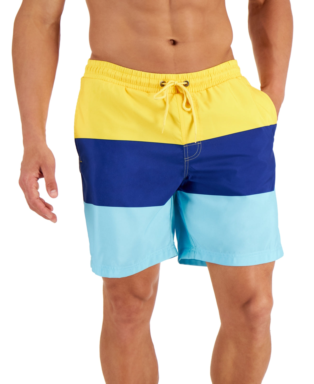 Men's Striped Colorblock Swim Trunks