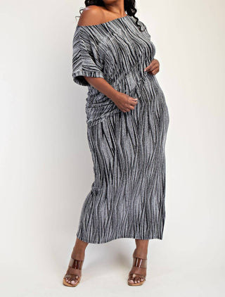 The Curve La - Plus Size Lurex Knit Short Sleeve Top And Skirt Set