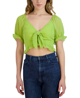[Women's Clip Dot Knot Front Crop Top]