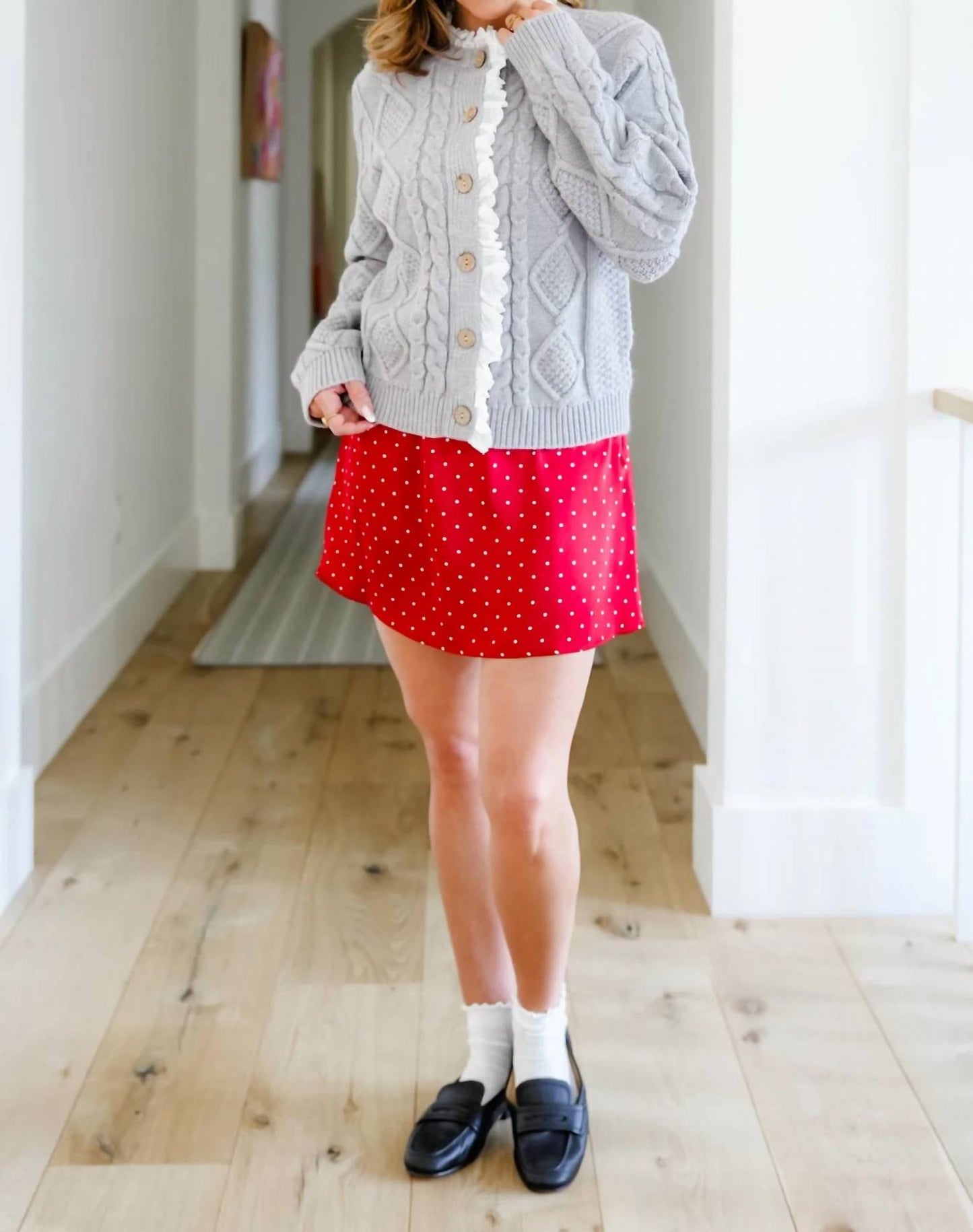 Aureum - Eyelet Trim Cable Knit Cardigan