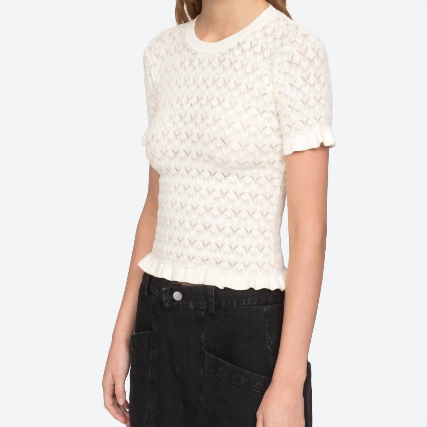 Sea - Rue Fine Knit Short Sleeve Sweater