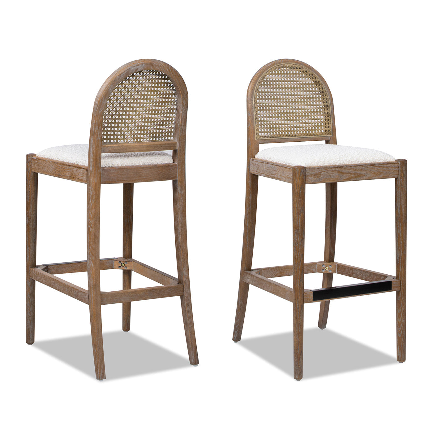 Arlin Upholstered Stool with Curved Back and Footrest - Set of 2