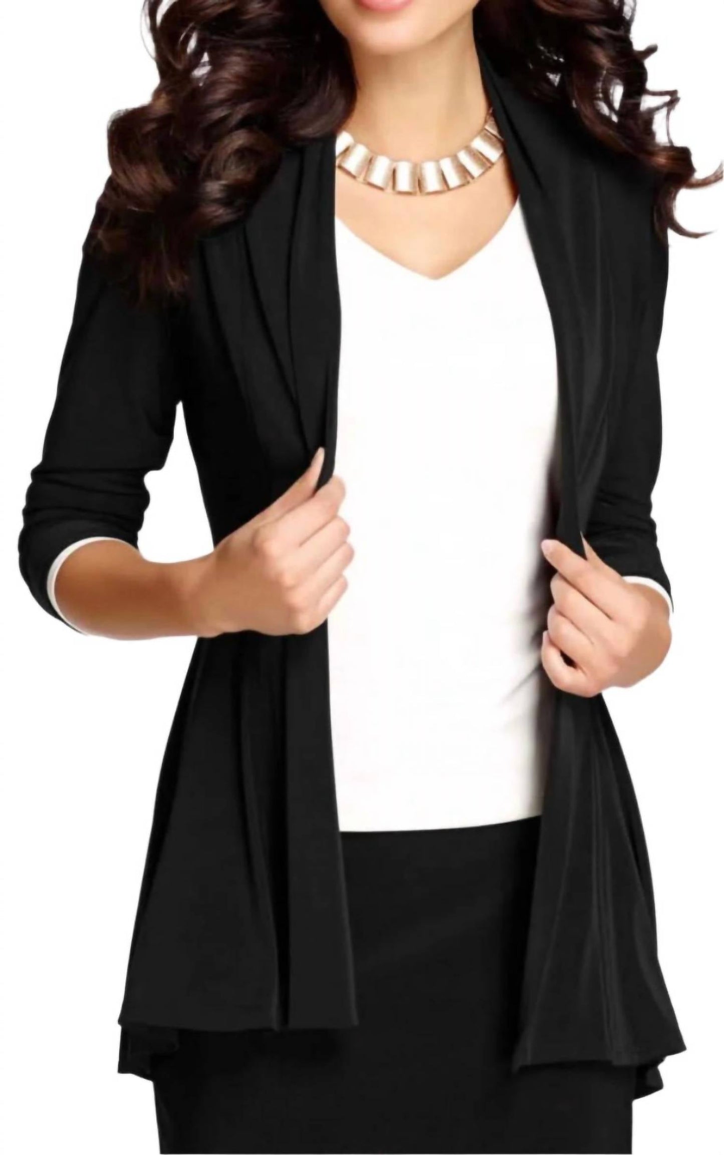 Frank Lyman - Throwover Knit Three Quarter Sleeve Jacket