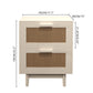 Nightstand With 2 Drawers, Storage Side Table For Bedroom - Antique Natural / Rattan
