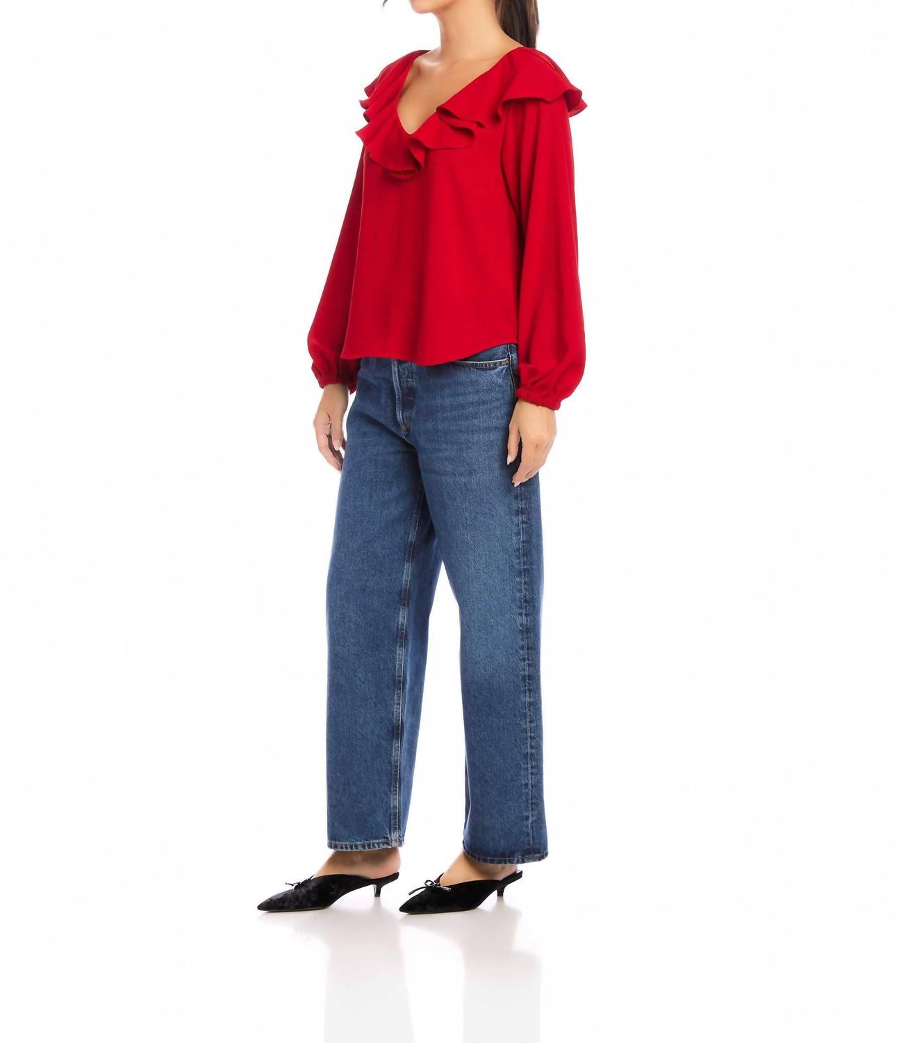 Fifteen Twenty - Rita V-neck Ruffle Blouse