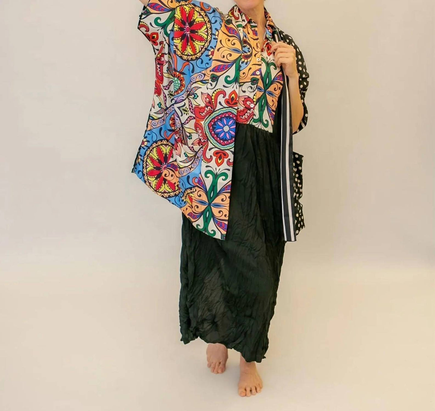 Alembika - Paisley Bib Crinkle Maxi Dress