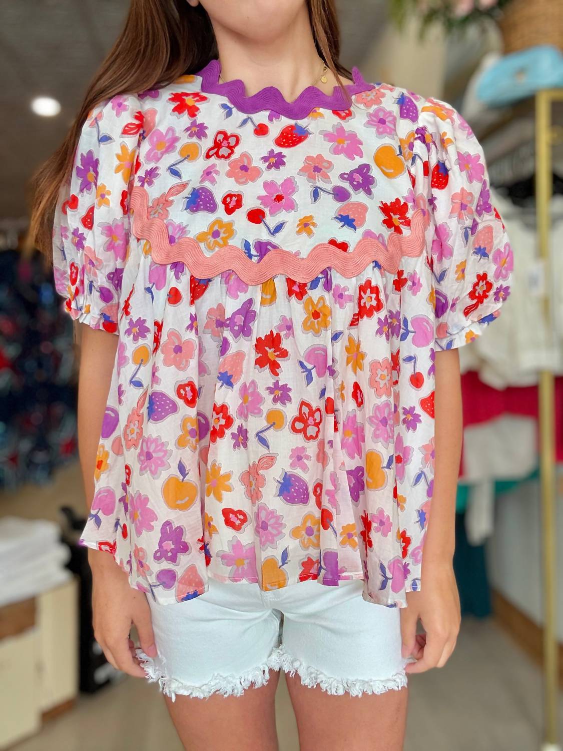 Blu Pepper - Pretty In Trim Babydoll Top