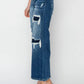 Risen - Full Size High Rise Patch Detailed Wide Leg Crop Jeans