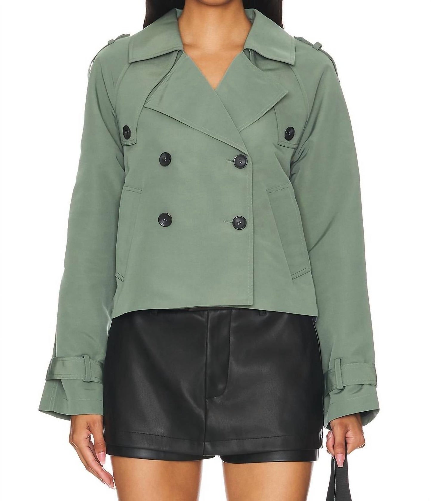 Steve Madden - Sirus Cropped Double-Breasted Trench Jacket
