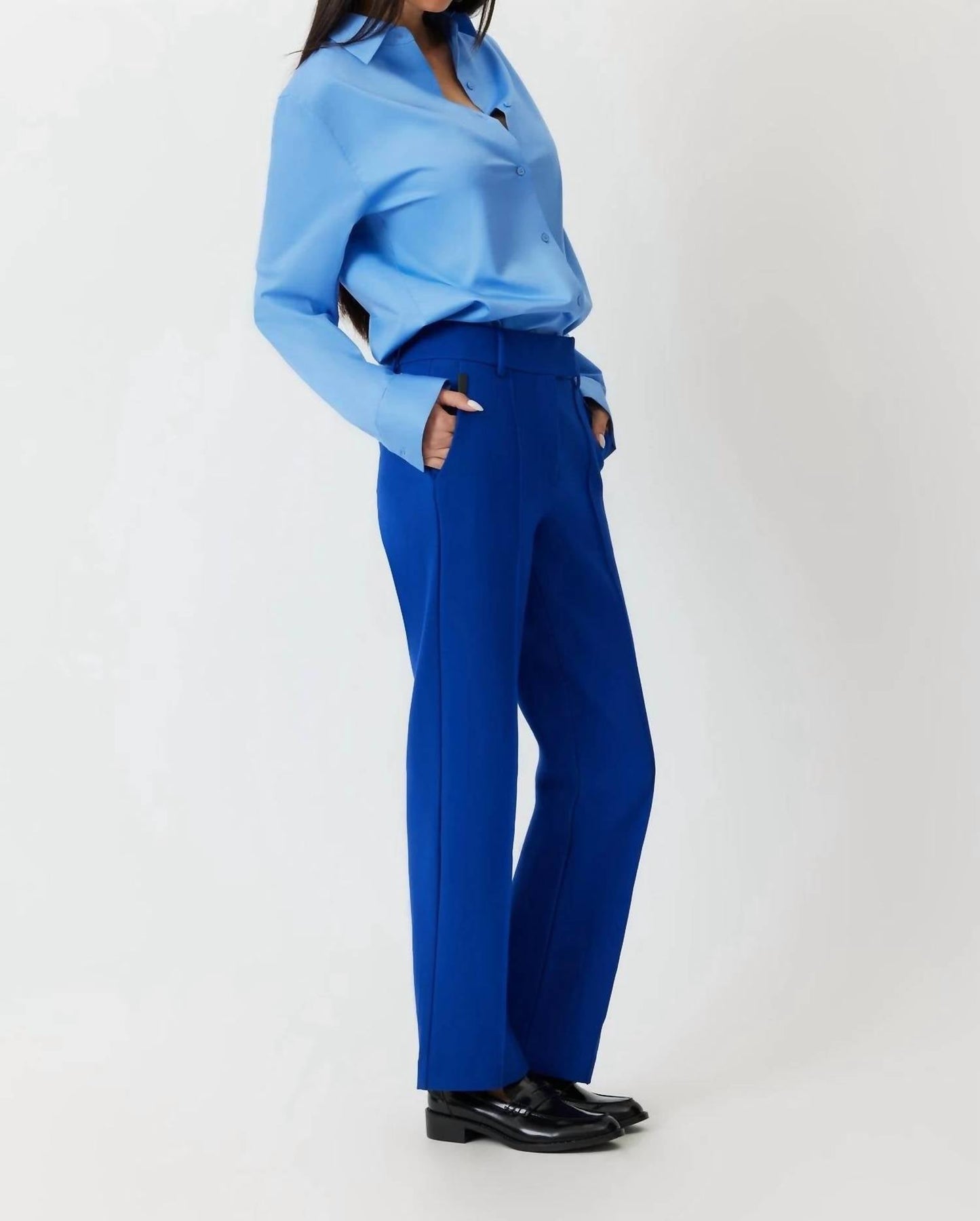 Grey/Ven - Paris Mid-rise Straight Leg Ponte Trousers