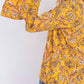 143 Story - Golden Yellow With Floral Front Tie Blouse