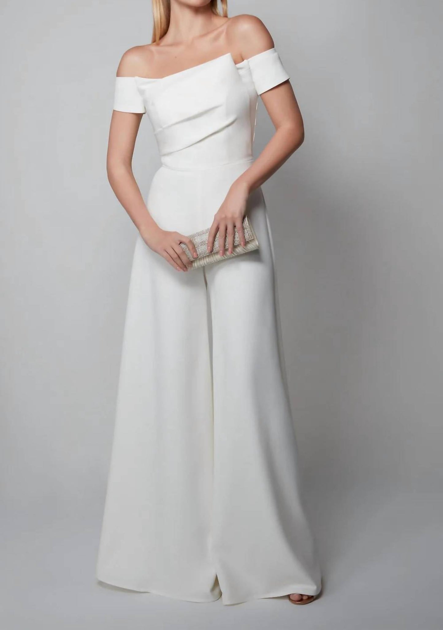 Alyce Paris - Bridal Off The Shoulder Neckline Jumpsuit