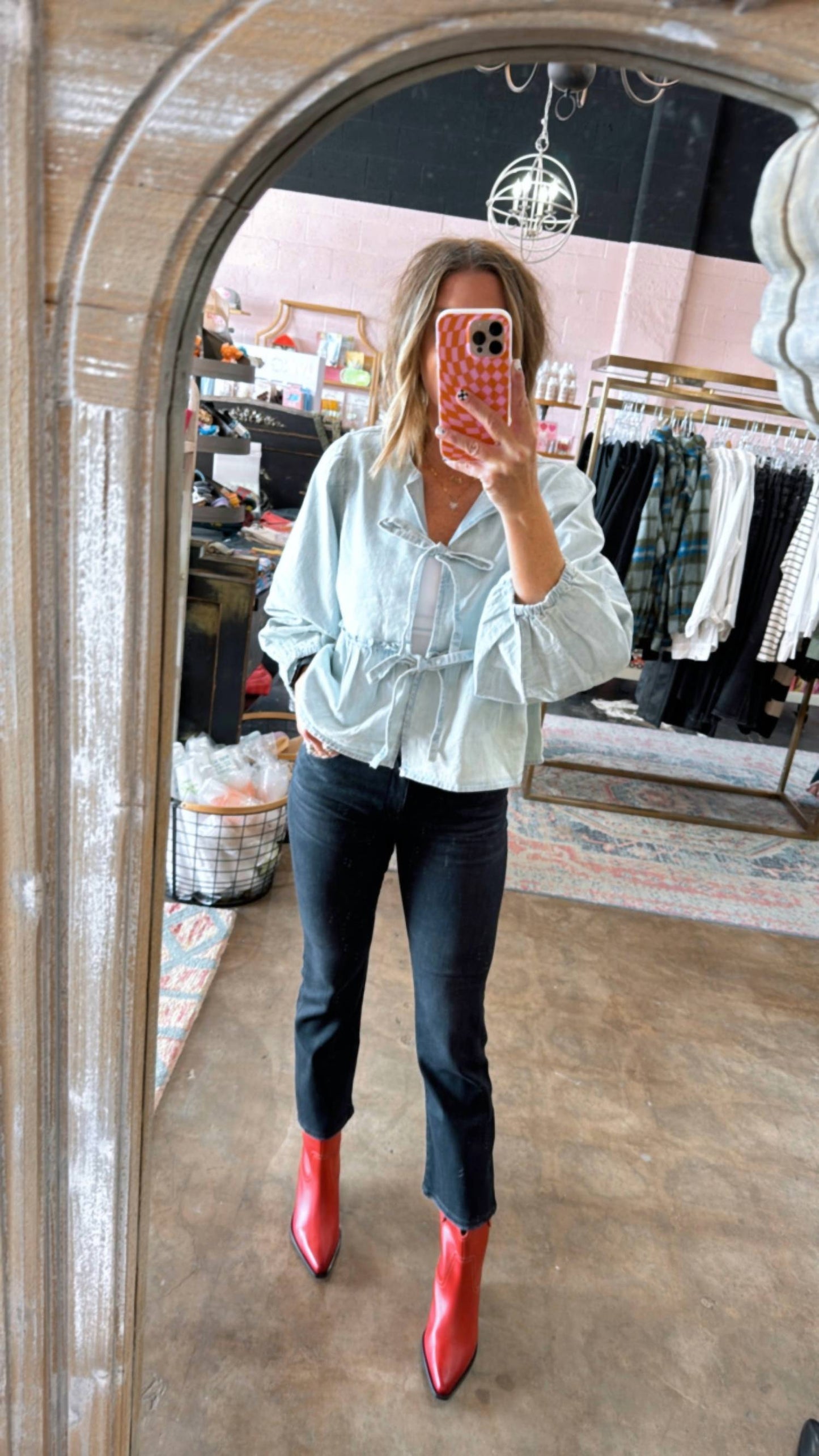 Free People - Brunch Babe Denim Blouse