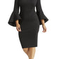 ELOQUII Women's Plus Size Flare Sleeve Scuba Dress - 18, Totally Black