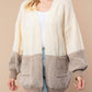 White Birch - Draped in Comfort Color Blocked Sweater Cardigan