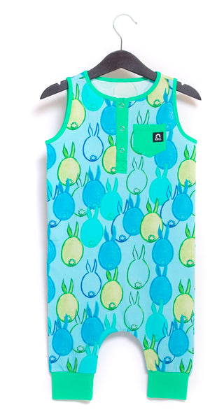 RAGS Apparel Kid's Tank Henley Capri Pocket Rag Romper Blue Size 2T