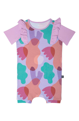 RAGS Apparel Kid's Short Sleeve Short Ruffle Rag Romper Purple Size 6-12M