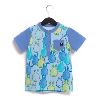 RAGS Apparel Kid's Short Sleeve with Button Pocket  Tee Blue Size 2T