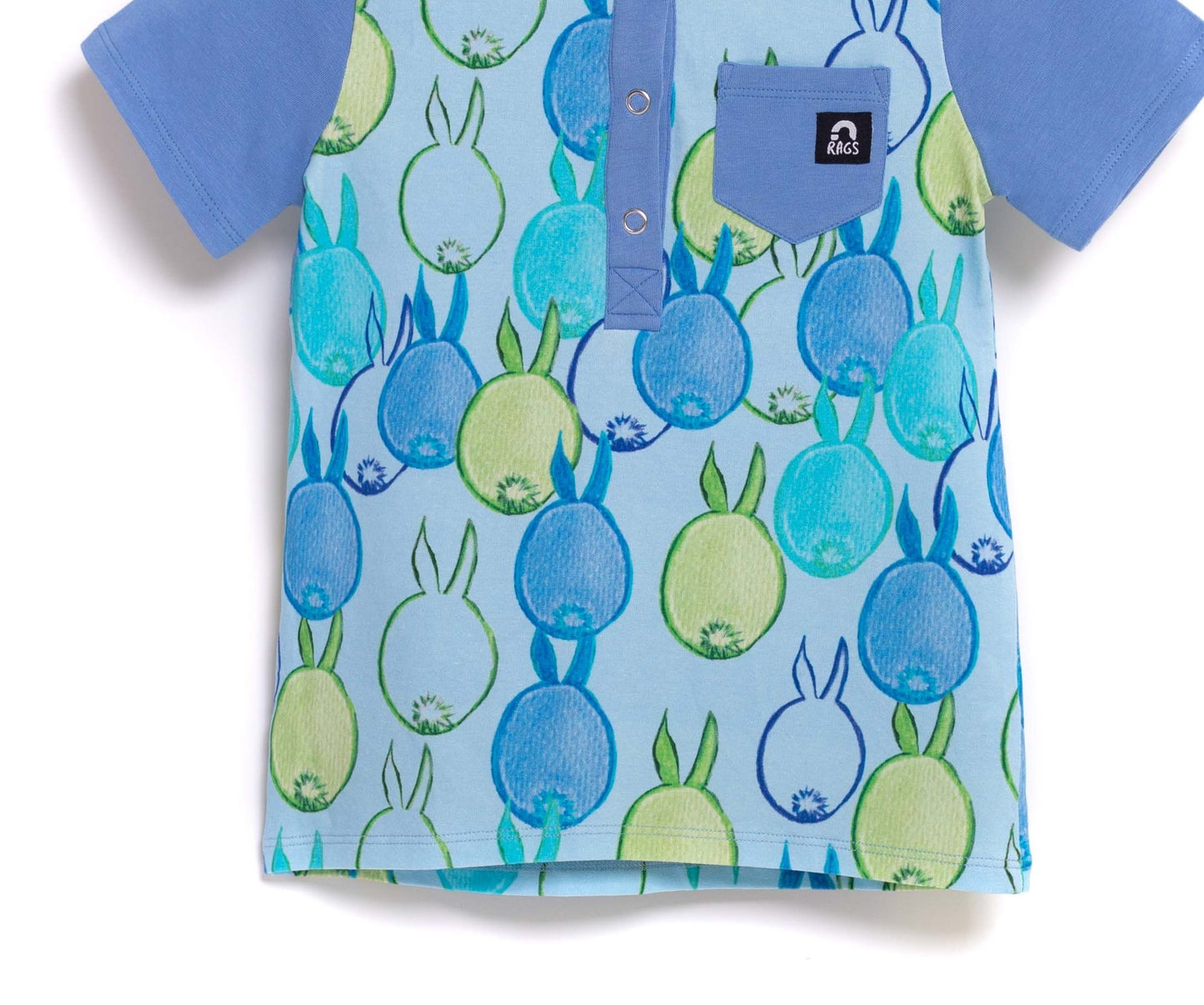 RAGS Apparel Kid's Short Sleeve with Button Pocket  Tee Blue Size 2T