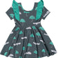 RAGS Apparel Kid's Short Sleeve Ruffle Swing Dress Green Size 2T