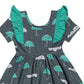 RAGS Apparel Kid's Short Sleeve Ruffle Swing Dress Green Size 2T