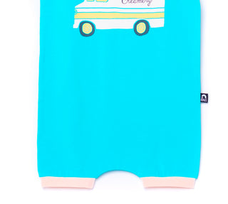 RAGS Apparel Kid's Short Raglan Sleeve Short Rag Romper Blue Size 2T